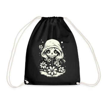 Adorable crâne et marguerites - Sac de sport léger - noir - Devant