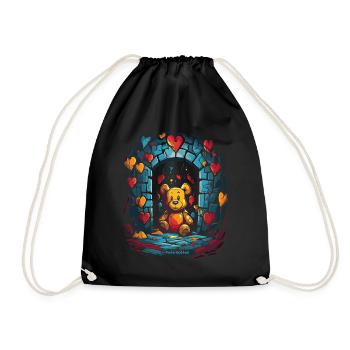 Stuffed cuddly bear in the dungeon of love - Drawstring Bag - black - Front