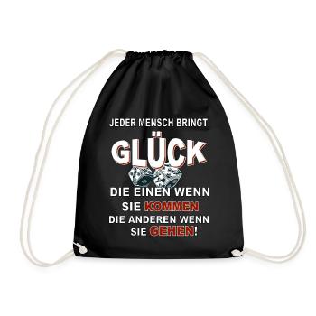 Jeder Mensch bringt Glück - Turnbeutel - Schwarz - Vorne