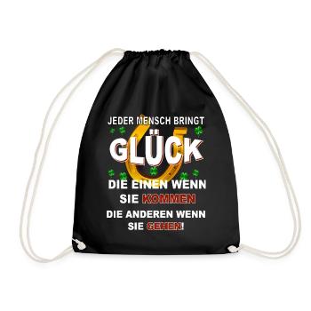 Jeder Mensch bringt Glück - Turnbeutel - Schwarz - Vorne