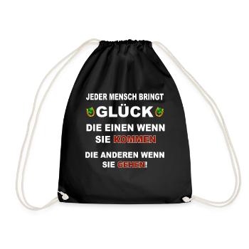 Jeder Mensch bringt Glück - Turnbeutel - Schwarz - Vorne