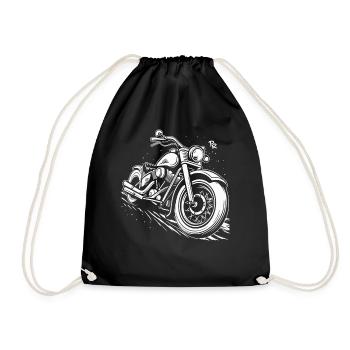 Large Chopper Motorcycle Bike - Drawstring Bag - black - Front