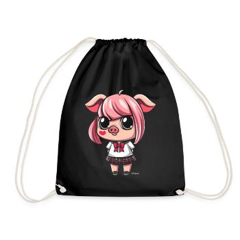 Das niedlichste Anime-Schwein - Turnbeutel - Schwarz - Vorne