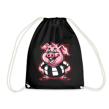 A surprise, chubby round pig - Drawstring Bag - black - Front