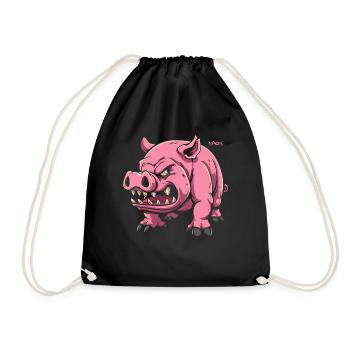 Cute Pet Pig - Drawstring Bag - black - Front