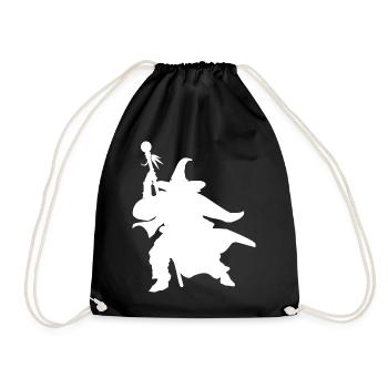 Fantasy Rollenspiel - Magier Silhouetten Design - Turnbeutel - Schwarz - Vorne