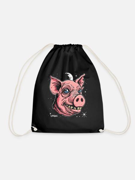 Der gute alte Freund: Das Weltraum Schwein - Turnbeutel - Schwarz