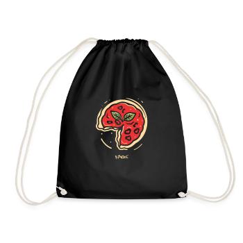 A minimalist pizza - Drawstring Bag - black - Front