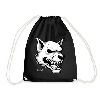 White Dog Skull Skull - Drawstring Bag - black - Front
