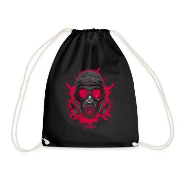 Red Gas Mask - Drawstring Bag - black - Front