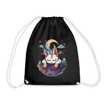 Universe Sky Moon Dream Catcher Sleeping Cat - Drawstring Bag - black - Front