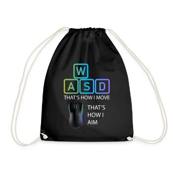 WASD Aim Gaming Gaming Video Game, PC, Computer - Drawstring Bag - black - Front