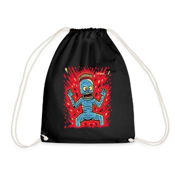 Verrückte lustige Cartoon Pop Art mit Skelett - Turnbeutel - Schwarz - Vorne