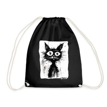 Coole Zeichnung einer Cartoon Katze - Turnbeutel - Schwarz - Vorne