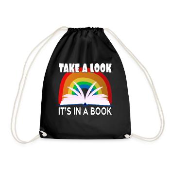 Take a Look It's In A Book Vintage Bookworm - Drawstring Bag - black - Front