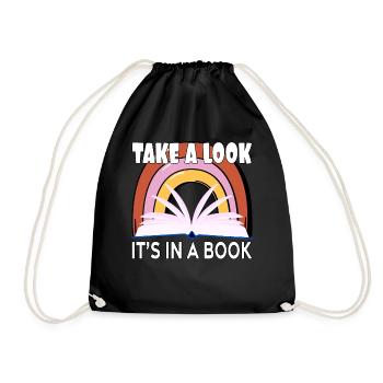 Take a Look It's In A Book Vintage Bookworm - Drawstring Bag - black - Front