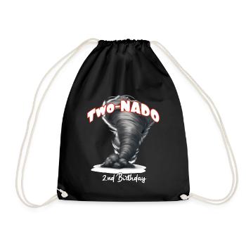 Two-nado Warning 2nd Birthday Tornado Themed Birth - Drawstring Bag - black - Front