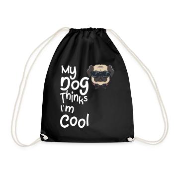 My dog thinks I'm cool - Drawstring Bag - black - Front