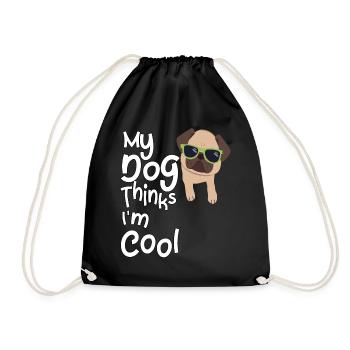 My dog thinks I'm cool - Drawstring Bag - black - Front