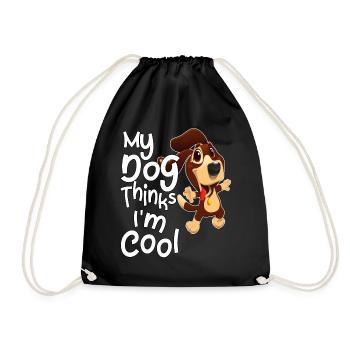 My dog thinks I'm cool - Drawstring Bag - black - Front