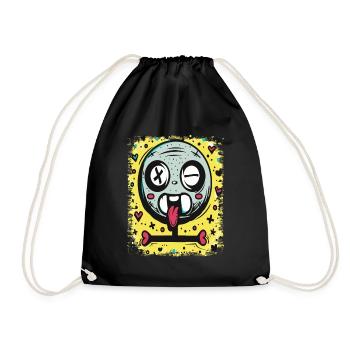 Sketch with hearts, crosses and skull - Drawstring Bag - black - Front