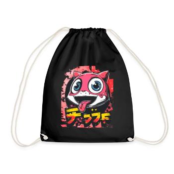 Graffiti Japonais Mignon Coquine Anime Chat - Sac de sport léger - noir - Devant