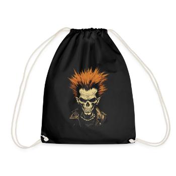 Punk Anarchy: Rock Skull - Drawstring Bag - black - Front