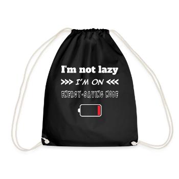 I'm not lazy I'm on energy saving mode - Drawstring Bag - black - Front