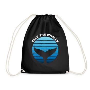 Save the Whales Ocean Orca Blue Whale Humpback Whale - Drawstring Bag - black - Front