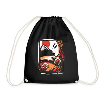 A beautiful woman enjoys the beauty of nature - Drawstring Bag - black - Front