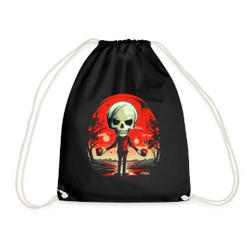 Squelette de crâne avec des tasses - Sac de sport léger - noir - Devant
