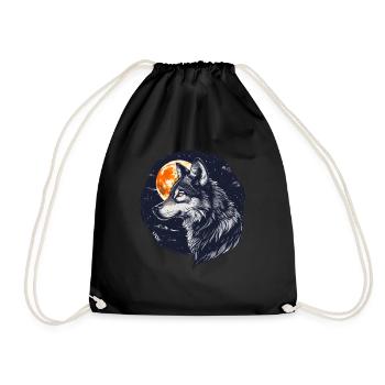 Wolf und Vollmond - Turnbeutel - Schwarz - Vorne