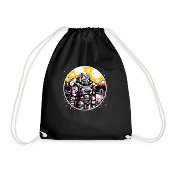 Beautiful nature and a robot knight - Drawstring Bag - black - Front