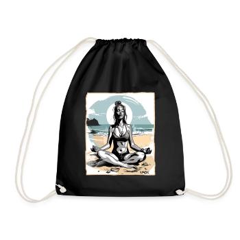 Yoga méditation sur la plage - Sac de sport léger - noir - Devant