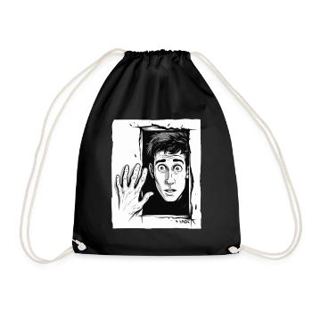 Abstract Surrealist Cartoon Man - Drawstring Bag - black - Front