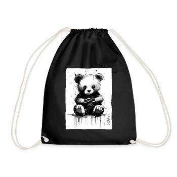 Chain Breaker: Small Cuddly Fabric Bear - Drawstring Bag - black - Front