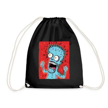Cartoon art of a crazy guy - Drawstring Bag - black - Front