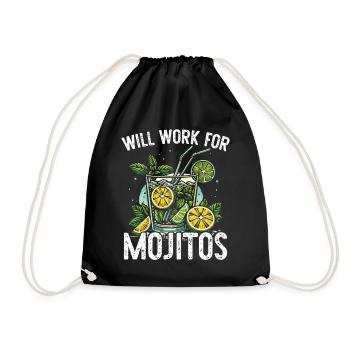 Will work for Mojitos - Drawstring Bag - black - Front