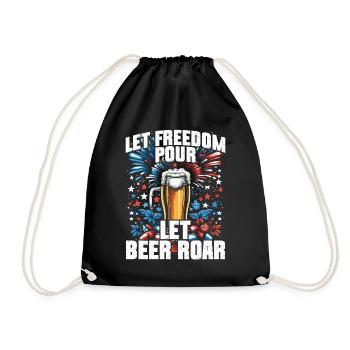 Let freedom pour let beer roar - Drawstring Bag - black - Front
