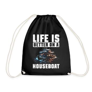 Life is better on a houseboat - Drawstring Bag - black - Front