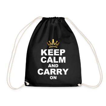 Keep calm and carry on - Drawstring Bag - black - Front