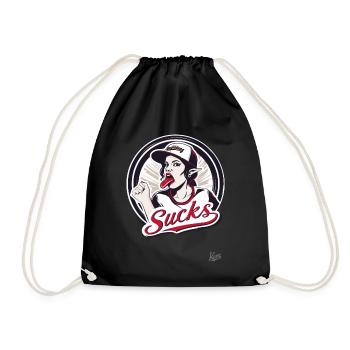 Baseball mascot girl: Training is annoying - Drawstring Bag - black - Front
