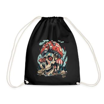 Forest of Horrible Skull Skull Mushrooms - Drawstring Bag - black - Front