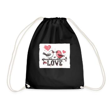 Deux oiseaux aimants, amour d’oiseau - Sac de sport léger - noir - Devant