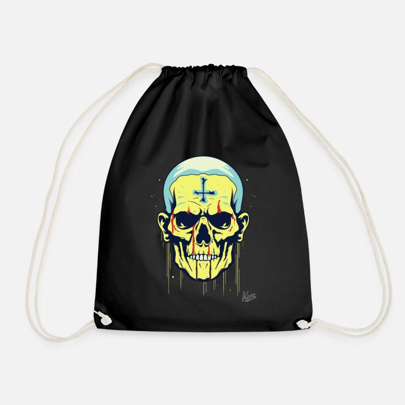 ein cooler Cartoon Totenkopf - Turnbeutel - Schwarz