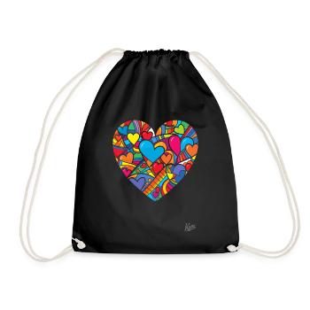 Hearts in the heart: Love to the power of ten - Drawstring Bag - black - Front
