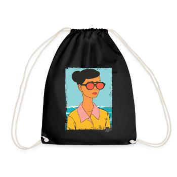 Portrait of a woman in sunglasses - Drawstring Bag - black - Front