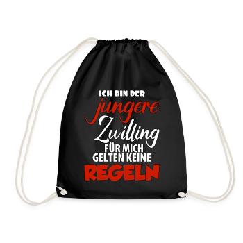 Ich bin der jüngere Zwilling für mich gelten keine - Turnbeutel - Schwarz - Vorne