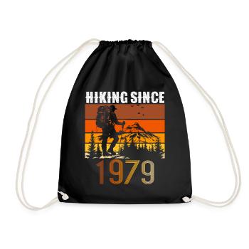 Hiking since 1979, Vintage Geburtstag Geschenk - Turnbeutel - Schwarz - Vorne