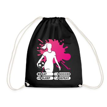 Eat Sleep Soccer Repeat - Soccer Player - Drawstring Bag - black - Front